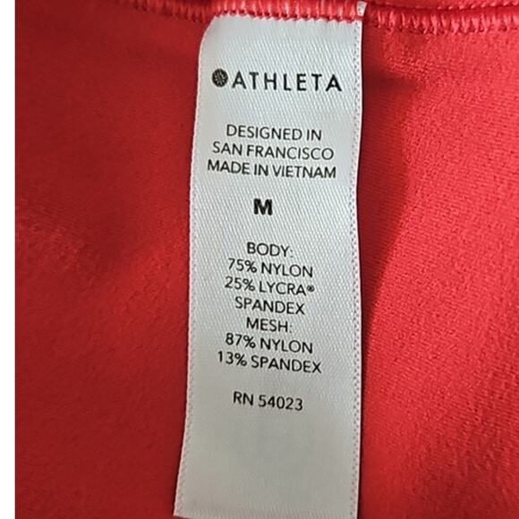 Athleta Women's High-Rise Crop Leggings w/ Mesh Panels - Size M Watermelon - Picture 8 of 9